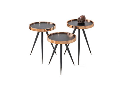 Ensemble contemporain luxueux de 3 tables basses design pour le salon.